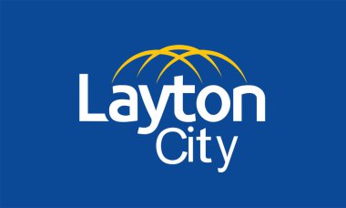 Layton şehri bayrak illüstrasyonu, Davis ilçesi, Utah eyaleti, Amerika Birleşik Devletleri, ABD şehir tabelası. Layton şehrinin amblem pankartı. Etiket Layton Şehri.