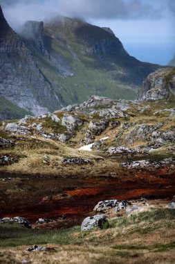 Norveç 'in kayalık dağ manzarası