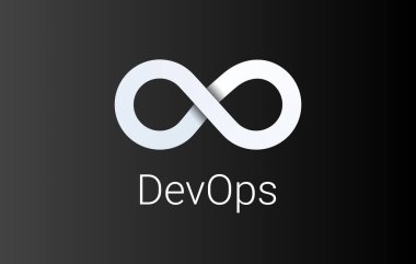 DevOps simgesi. yazılım geliştirme - Dev ve IT işletim - işletim. Yazılım teknolojisi şirketleri için 8. döngü. vektör gradyan simgesi