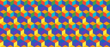 Küp şeklinde pürüzsüz doku. 3D izometrik arka plan modeli. Geometrik vektör çizimi