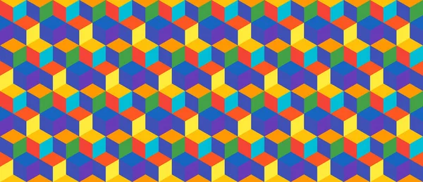 シームレスな質感をキューブ 3次元等角背景パターン 幾何学的ベクトル図 — ストックベクタ