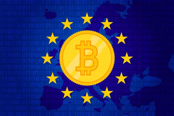 Mica Marknader Crypto Tillgångar Reglering Flagga Europeiska Unionen Och Karta — Stock vektor