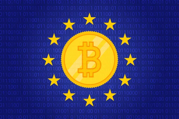 Mica Marknader Crypto Tillgångar Reglering Flagga Europeiska Unionen Och Karta — Stock vektor