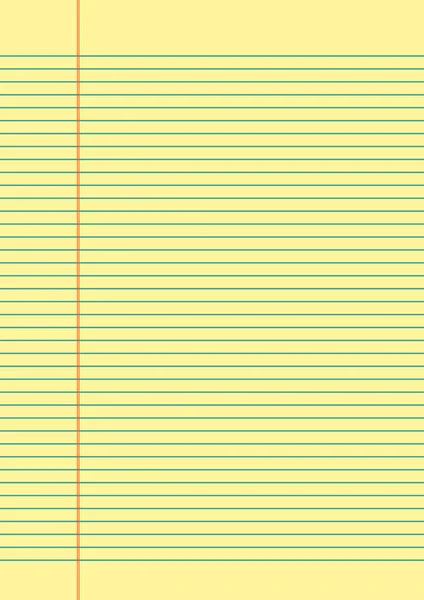 Rechtsblock Notizbuch Linierten Papierhintergrund Für Schüler Gelbe Farbe Vektorillustration — Stockvektor