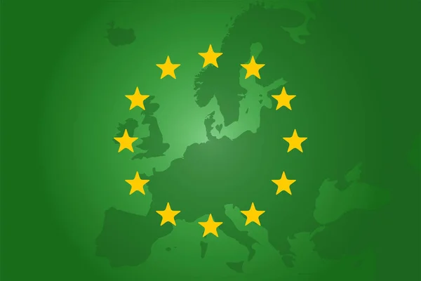 Grön Karta Över Europa — Stock vektor
