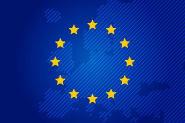 Avrupa Birliği ve harita Europe arka plan bayrak. AB işareti. Vektör çizim