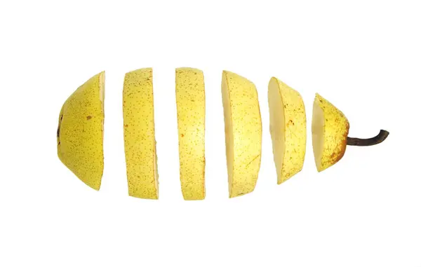 Armut tam halka, meyve, yiyecek ve meyve dilimlerine ayrılır.