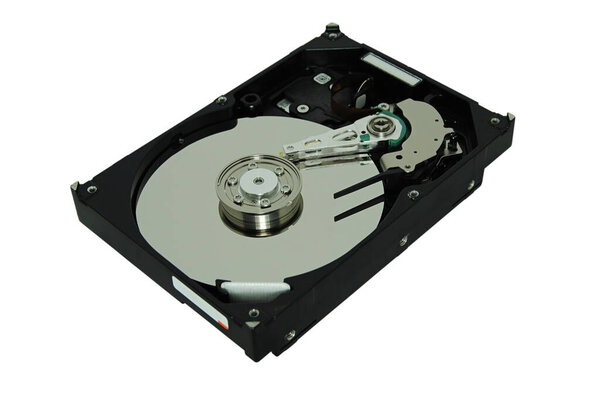 Открытый жесткий диск, вид изнутри жесткого диска