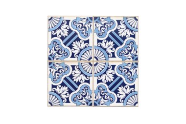 Tipik Portekiz kiremit deseni iki mavi tonda