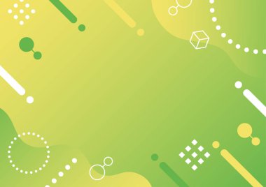 Geometrik desenli yeşil ve sarı bir arkaplanın vektör çizimi. A4 boyutu, pop, modern ve dinamik tasarımlar için mükemmel..