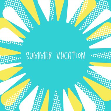 Yaz ayçiçeklerinden esinlenilmiş kare bir kart tasarımının vektör çizimi. Mevsimlik, çiçekli ve neşeli tasarımlar için mükemmel..