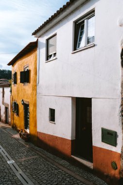 Geleneksel Portekiz mimarisi Tarouca 'da parıldıyor, renkli evler büyüleyici bir kaldırım taşı caddesini kaplıyor, açık gökyüzünün altında resim gibi bir manzara yaratıyor.