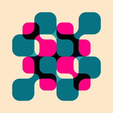 Riso baskı efektli geometrik nesne. Vektör. Kumaş, tekstil, giysi, ambalaj kağıdı, duvar kağıdı, poster için grafiksel öğe. Grafik elementi. Kendi dekorasyonun ve tasarımın için mükemmel.