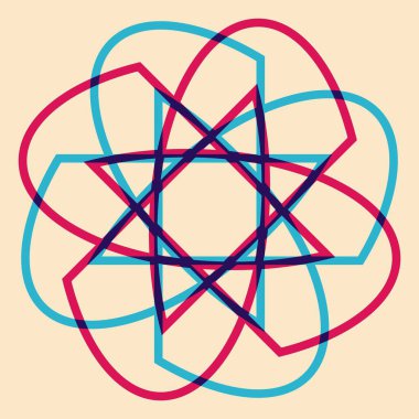 Riso baskı efektli geometrik nesne. Vektör. Kumaş, tekstil, giysi, ambalaj kağıdı, duvar kağıdı, poster için grafiksel öğe. Grafik elementi. Kendi dekorasyonun ve tasarımın için mükemmel.