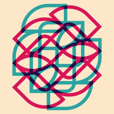 Riso baskı efektli geometrik nesne. Vektör. Kumaş, tekstil, giysi, ambalaj kağıdı, duvar kağıdı, poster için grafiksel öğe. Grafik elementi. Kendi dekorasyonun ve tasarımın için mükemmel.