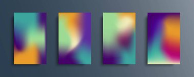 Parlak renklerde vektör eğimli arkaplan kümesi. Broşürler, kitapçıklar, afişler, posterler, dergiler, markalar, sosyal medya ve diğer projeler için. Web ve yazdırma için.