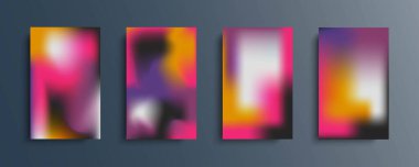 Parlak renklerde vektör eğimli arkaplan kümesi. Broşürler, kitapçıklar, afişler, posterler, dergiler, markalar, sosyal medya ve diğer projeler için. Web ve yazdırma için.