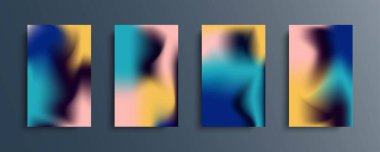 Parlak renklerde vektör eğimli arkaplan kümesi. Broşürler, kitapçıklar, afişler, posterler, dergiler, markalar, sosyal medya ve diğer projeler için. Web ve yazdırma için.