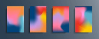 Parlak renklerde vektör eğimli arkaplan kümesi. Broşürler, kitapçıklar, afişler, posterler, dergiler, markalar, sosyal medya ve diğer projeler için. Web ve yazdırma için.