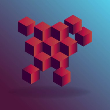 İmkansız geometrik nesneler. Gerçekçi bir şekilde vektör illüstrasyonu. Yazdırma ögesi, web siteleri, uygulamalar, kumaş için yazdırma, logo