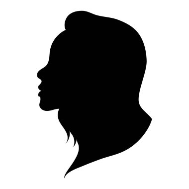 Profilde kadın silueti var. Yan görüş. Yazdırma, logo, poster şablonları, dövme fikri, reklam, kumaş baskısı