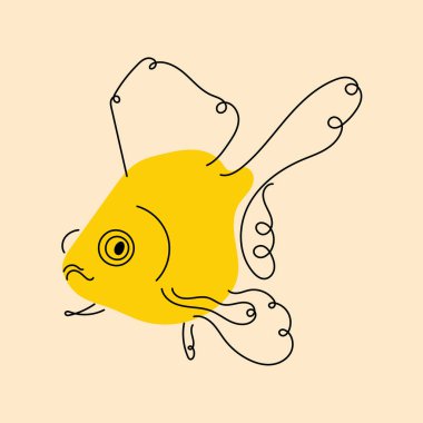 Japon Balığı. Avatar, rozet, poster, logo kalıpları, parmak izi. Çizgi film tarzında vektör illüstrasyonu