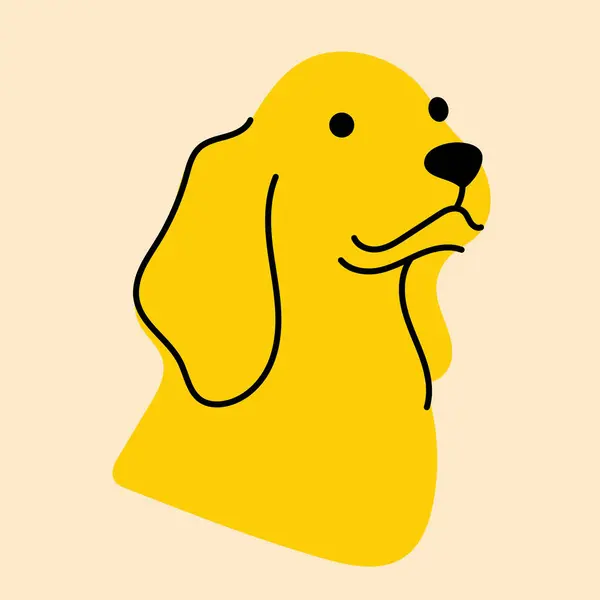 Sarı, süslü köpek, köpek yavrusu. Avatar, rozet, poster, logo kalıpları, parmak izi. Çizgi film tarzında vektör illüstrasyonu