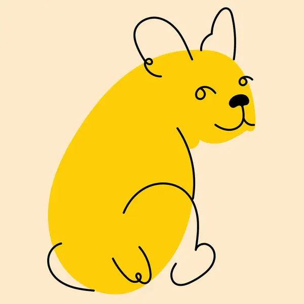 Sarı, süslü köpek, köpek yavrusu. Avatar, rozet, poster, logo kalıpları, parmak izi. Çizgi film tarzında vektör illüstrasyonu