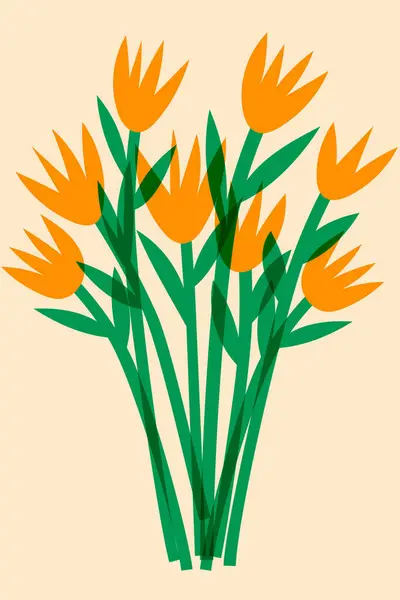 Vazoda çiçekler var. Renkli şirin ekran yazdırma efekti. Riso baskı etkisi. Kumaş, tekstil, giysi, ambalaj kağıdı, duvar kağıdı, poster için grafiksel öge. 