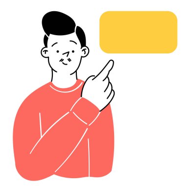 Avatar, düşünen genç bir adamın görüntüsü. Düşünce, seçim, şüphe kavramı. Basit, düz, karalama stili