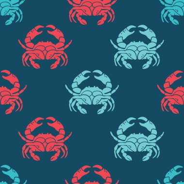 Yengeçlerde pürüzsüz desen. Kumaş tasarımı, poster, baskı, dekor ögesi için mükemmel