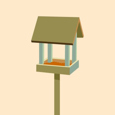 Kuş yemliği. Basit bir tasvir. çizgi film biçimi