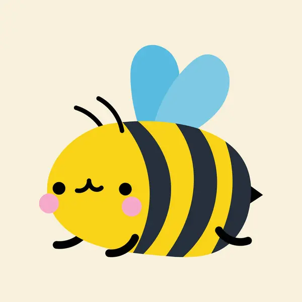 Çizgi filmdeki şirin kawaii arısı, düz, karalama, basit tarz. Posterler, kartpostallar, tebrik kartları, duvar kağıtları, çocuk giysileri, kumaşlar, tişörtler, logolar için tasarım ögesi