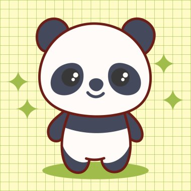 Şirin Kawaii panda tasviri Tapılası Hayvan Karakteri