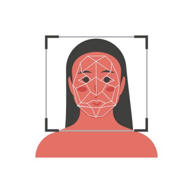 Yüz tanıma ikonu vektörde. Logotype