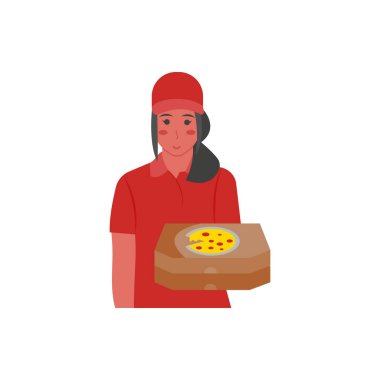 Pizza Teslimatçısı Kız ikonu. Logotype