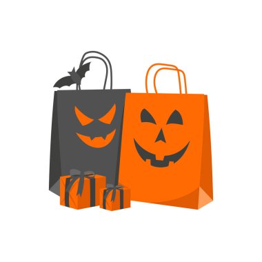 Cadılar Bayramı vektör olarak hediye simgesi. Logotype