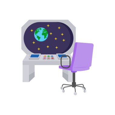 Uzay gemisi kontrol odası simgesi vektörde. Logotype