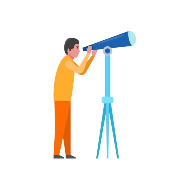 Erkek Astronomer ikonu vektörde. Logotype