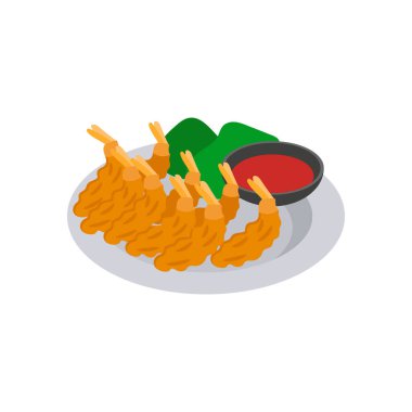 Vektör olarak kızarmış karides ikonu. Logotype