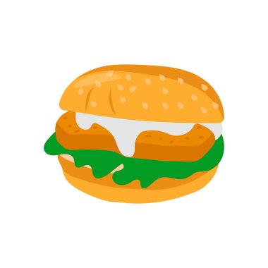 Vektör olarak deniz ürünleri burger ikonu. Logotype