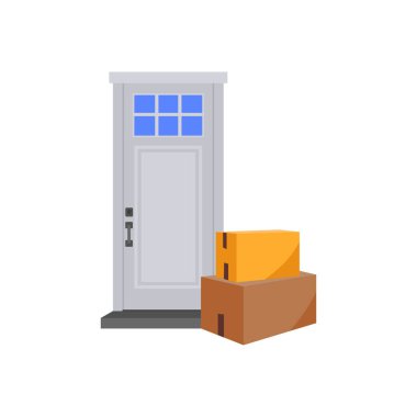 Kapı Adımları ikonuna taşıyıcı olarak teslimat. Logotype