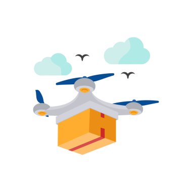 Drone Teslimat simgesi vektörde. Logotype