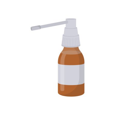 İlaç spreyi şişesi düz vektör çizimi izole edildi