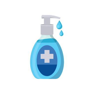 Dezenfektan Düz Vektör Resimleri İzole Edildi