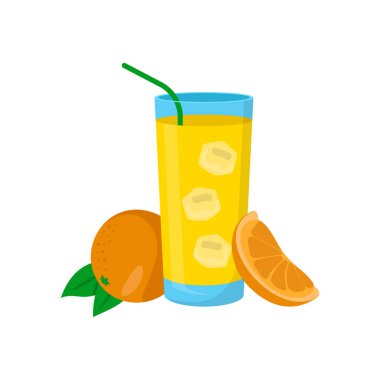 Portakal Suyu Düz Vektör Resimleri İzole Edildi