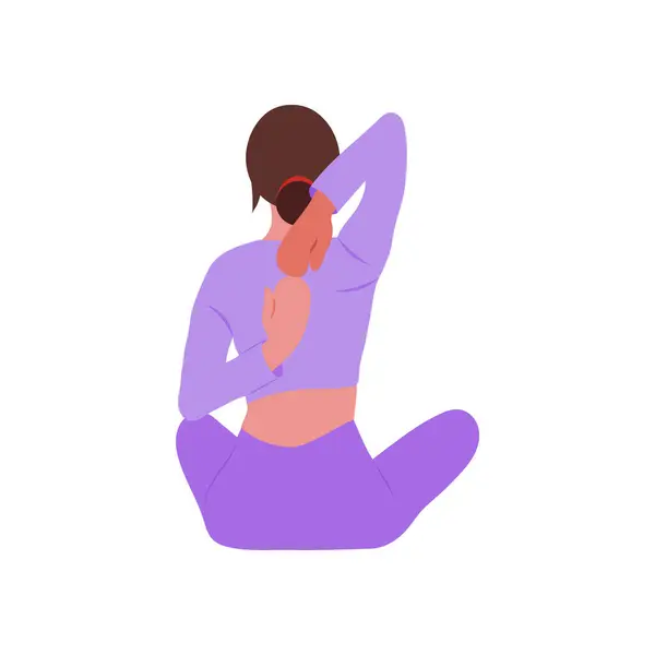 Yoga Kız Düz Vektör Resimleri İzole Edildi