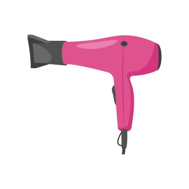 Saç kurutma makinesi düz vektör çizimi. İzole edilmiş