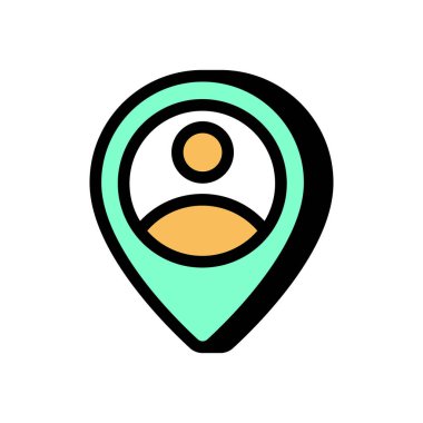 Çalışanların konum simgesi vektörde. Logotype