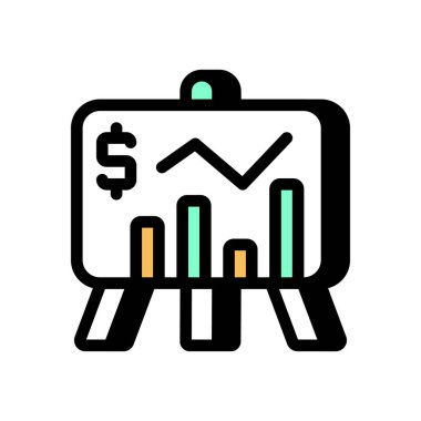 Vektör olarak sunum simgesini bildirin. Logotype